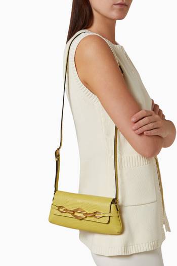 hover state of Diamond Shoulder Bag in Lizard-embossed Leather