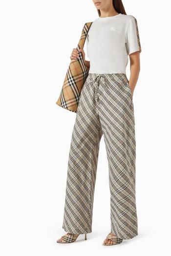 hover state of تي شيرت بشريط بنقشة مربعات قطن