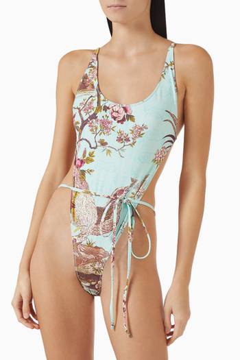 hover state of Roberto Cavalli x SKIMS Signature Swim Tie Waist One-piece Swimsuit