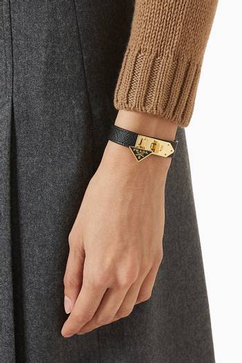 hover state of Logo Bracelet in Saffiano Leather