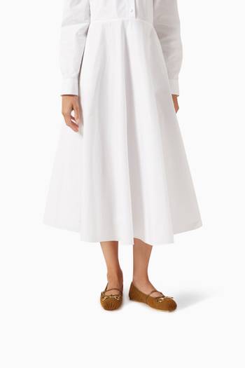 hover state of حذاء باليرينا بحلية لجام حصان وكعب مسطح شمواه