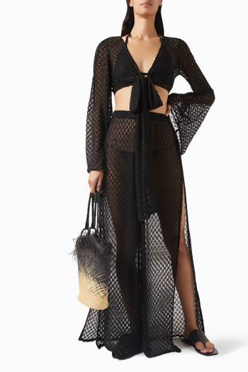 hover state of بلوزة بتصميم ملفوف للارتداء فوق ملابس السباحة