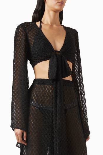 بلوزة بتصميم ملفوف للارتداء فوق ملابس السباحة