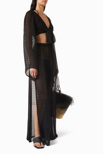 hover state of بنطال للارتداء فوق ملابس السباحة بنقشة خطوط متعرجة