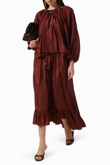 hover state of Aster Drawstring-waist Skirt in Silk