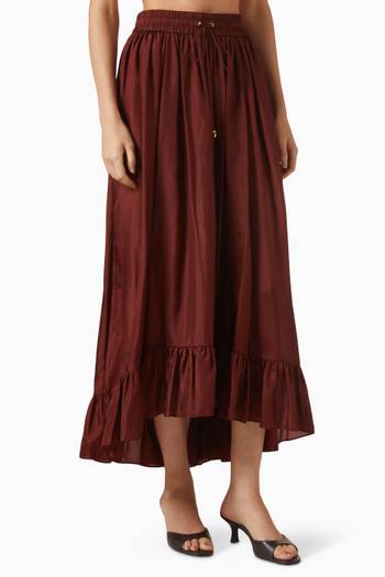 Aster Drawstring-waist Skirt in Silk