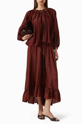 hover state of Aster Gathered Bead Blouse in Silk