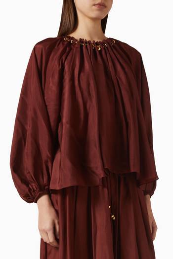 Aster Gathered Bead Blouse in Silk