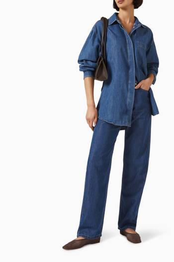 hover state of قميص آن بقصة مريحة دينم