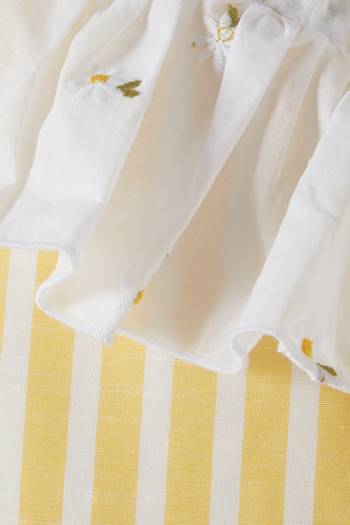 hover state of فستان بنقشة مخططة مارغا بكتف مكشوف 