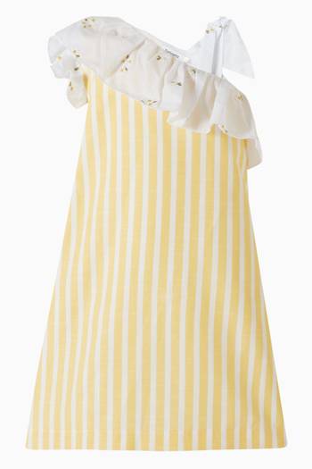 فستان بنقشة مخططة مارغا بكتف مكشوف 