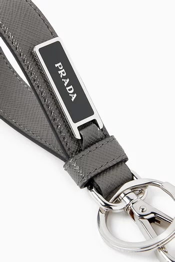 Logo Keychain in Saffiano Leather