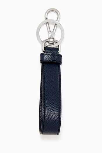 Logo Key Ring in Saffiano Leather