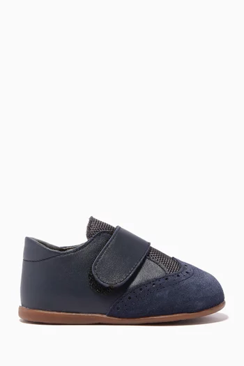 Leather & Suede Velcro Strap Shoes 