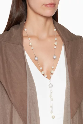 Sherine Pearl Tassel Necklace in Sterling Silver