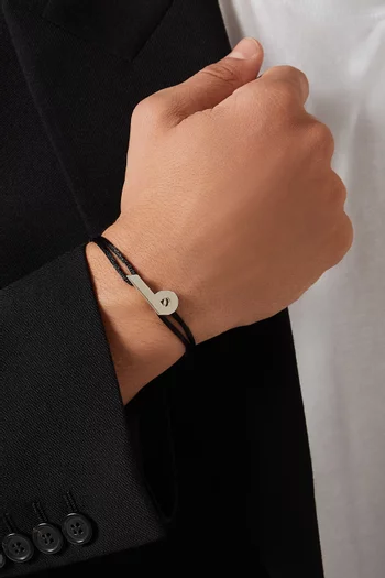 Arabic Kha Letter Silver & Fabric Bracelet  