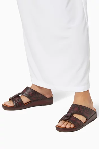 Cinghia Sandals in Equestra-Embossed Softcalf   