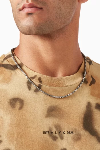 Box Chain Necklace in Titanium & Sterling Silver  