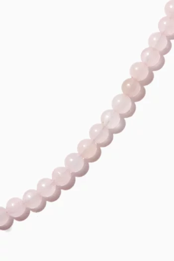 Rose Quartz Beaded Choker Necklace in 14kt Yellow Gold        