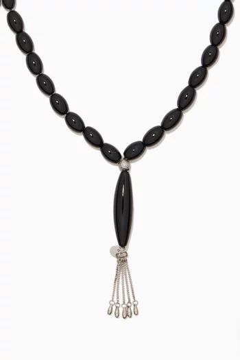 Oval Worry Beads in Onyx & Sterling Silver  