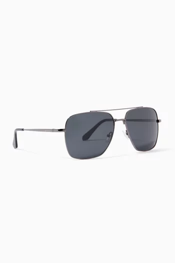Harry Aviator Sunglasses in Stainless Steel     