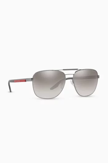 Aviator Mirror Sunglasses in Metal  