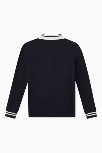 Logo Collar Sweater in Ribbed Knit   