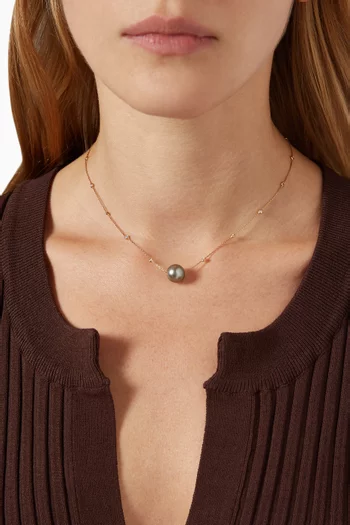 Links of Love Pearl & Diamond Necklace in 18kt Rose Gold       