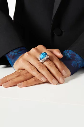 Turban Blue Topaz & Diamond Ring in 18kt Rose Gold 