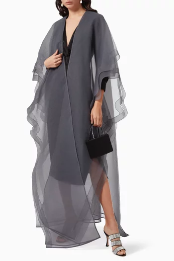 Double Layered Abaya in Crinkled Organza 
