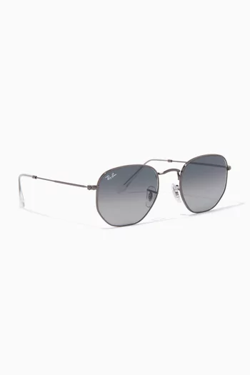 Hexagonal Flat Sunglasses in Metal    