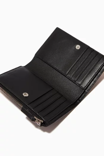 Cash Folded Card Holder in Croc-embossed Leather 