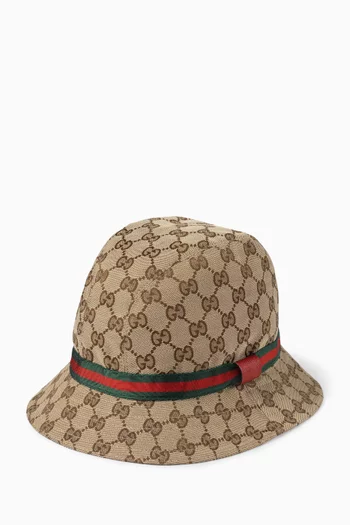 قبعة فيدورا بشعار حرفي GG مزيج قطن