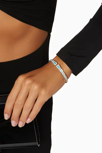 Fanfare Symphony Diamond & Turquoise Bangle in 18kt White Gold