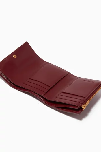 Tri-fold Zip Wallet in Intrecciato Nappa