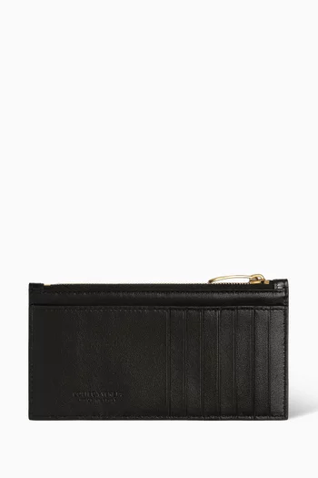 Zipped Card Case in Intreccio Leather    