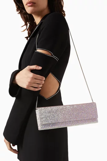 Amini Paloma Crystal-embellished Clutch Bag in Satin
