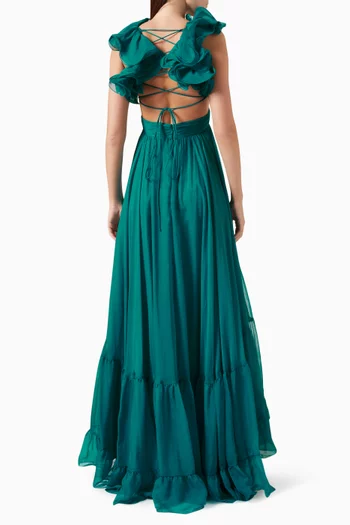 Ruffle Tiered Gown in Chiffon