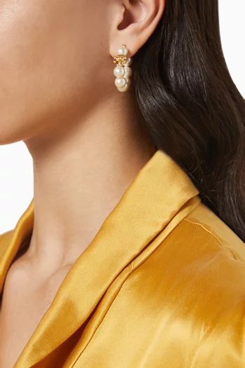 Kira Pearl Hoop Earrings in 18kt Gold-plated Brass