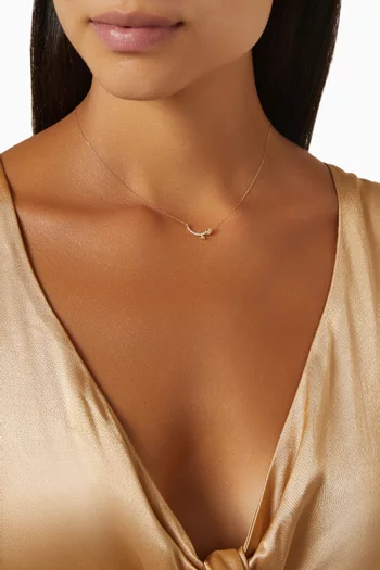 Rosebud Diamond Curve Necklace in 14kt Gold