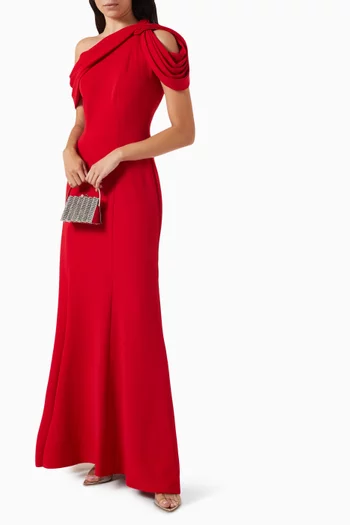Copley One-shoulder Draped Gown in Crepe