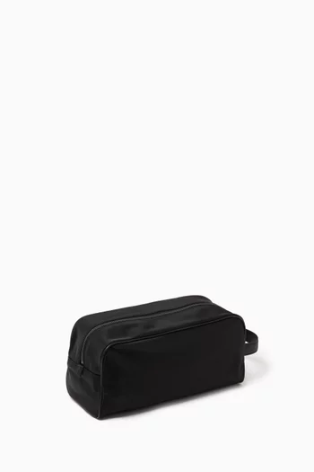 حقيبة مستحضرات العناية الشخصية بحلية شعار الماركة نايلون وجلد