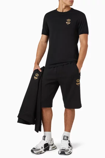 Embroidered Bermuda Jogging Shorts in Cotton-blend Jersey