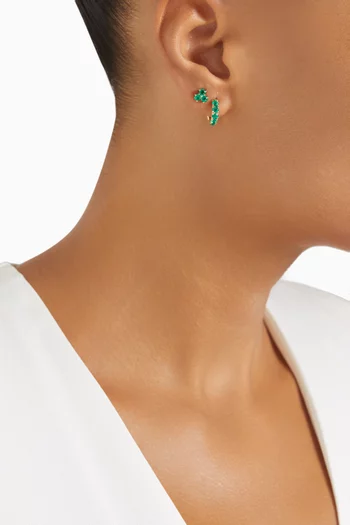 Colombian Emerald Cluster Stud Earrings in 18kt Gold