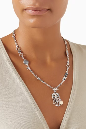 Multi-wear Eye Necklace in 18kt Gold & Sterling Silver
