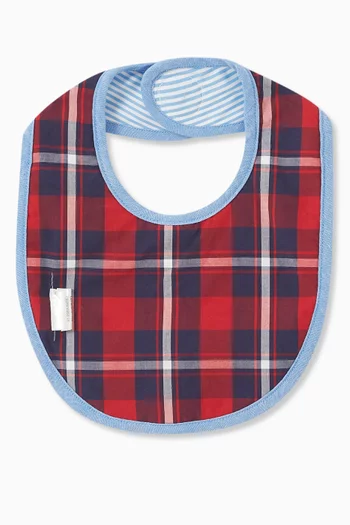 Bow Tie Embroidered Bib in Pure Cotton