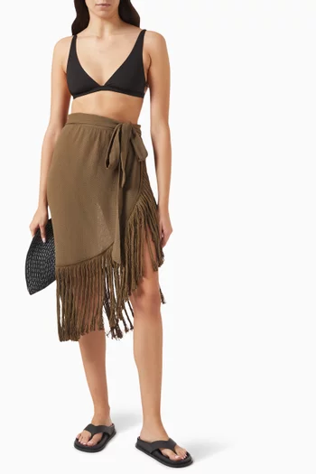Maya Fringed Skirt in Linen