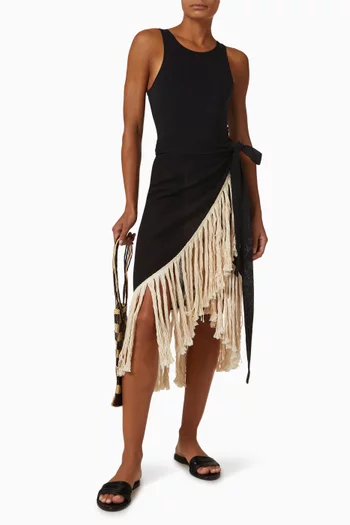 Maya Fringed Skirt in Linen