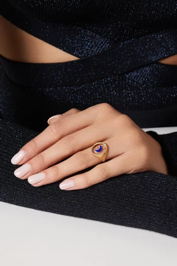 Hilal 2.0 Diamond & Lapis Lazuli Ring in 18kt Gold