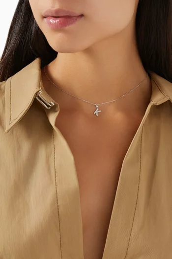 K Letter Diamond Necklace in 18kt White Gold
